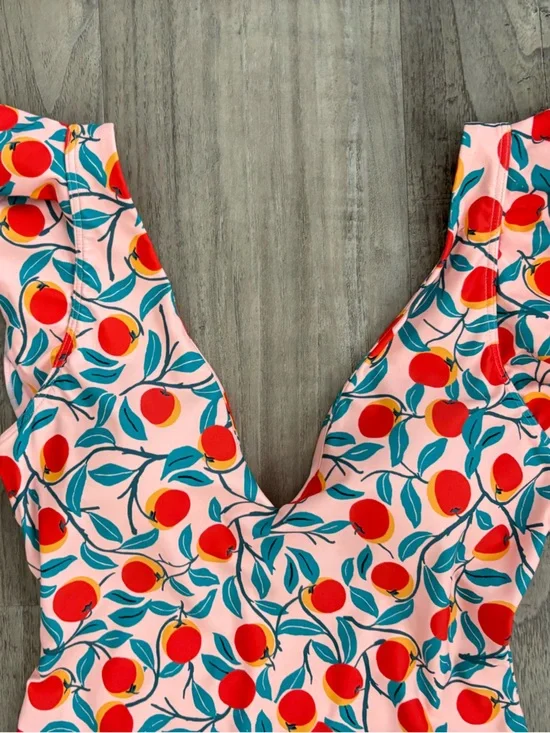Summersalt x Diane Von Furstenberg Pink Nectarine Ruffle Backflip Swimsuit sz 6 - Picture 3 of 7